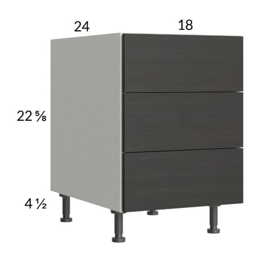 RTA Euro Cafe 18" 3-Drawer Desk Base Cabinet with 1 Finished End Panel