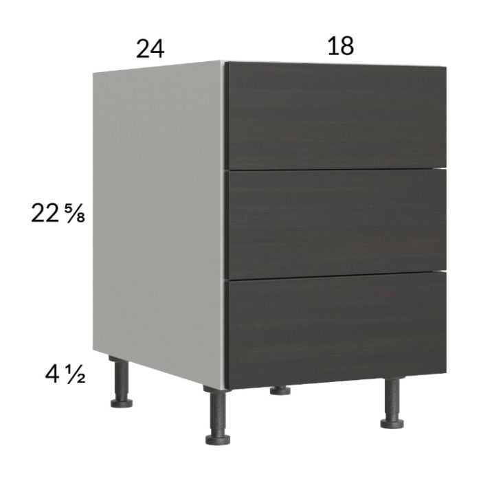 RTA Euro Cafe 18" 3-Drawer Desk Base Cabinet with 2 Finished End Panels