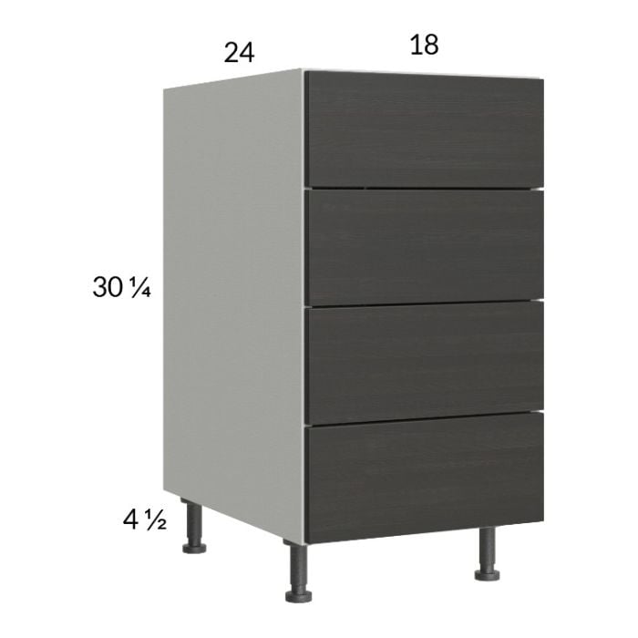 RTA Euro Cafe 18" 4-Drawer Base Cabinet with 2 Finished End Panels