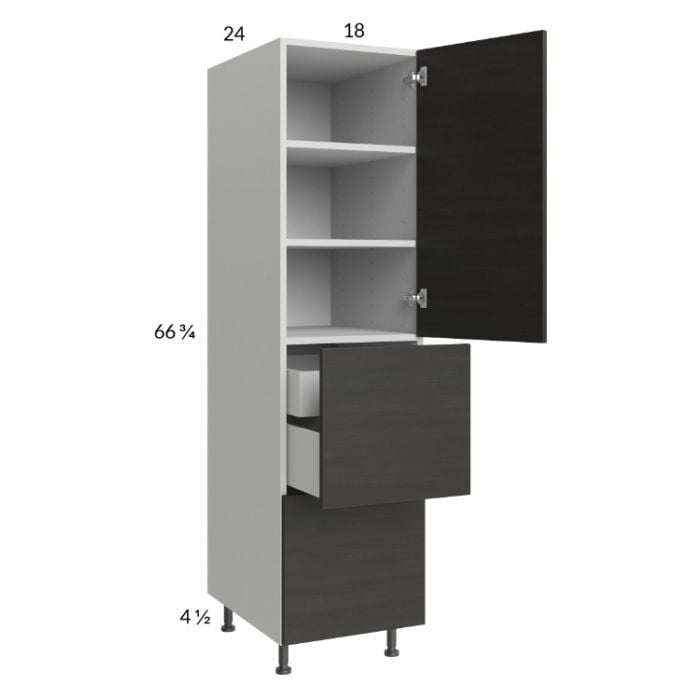 RTA Euro Cafe 18" x 71-1/4" Utility Cabinet with 1 Door, 2 Drawers, 1 Inner Drawer, and 2 Finished End Panels