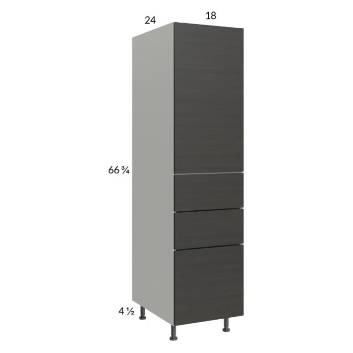 RTA Euro Cafe 18" x 71-1/4" Utility Cabinet with 1 Door, 3 Drawers, and 2 Finished End Panels