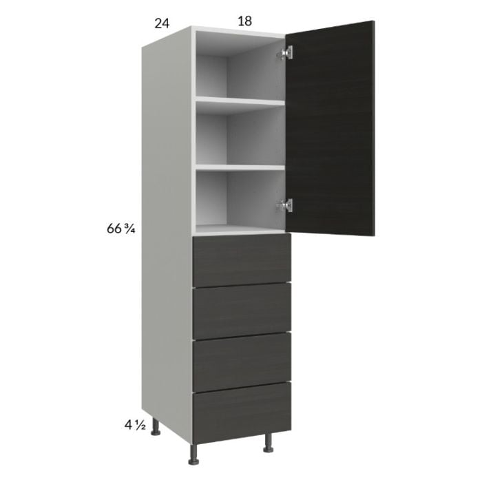 RTA Euro Cafe 18" x 71-1/4" Utility Cabinet with 1 Door, 4 Drawers, and 1 Finished End Panel