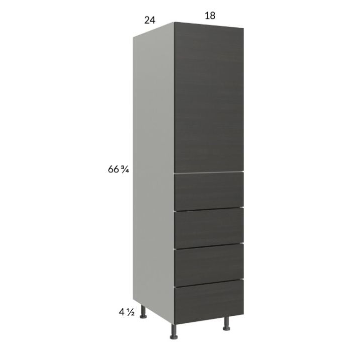 RTA Euro Cafe 18" x 71-1/4" Utility Cabinet with 1 Door, 4 Drawers, and 2 Finished End Panels
