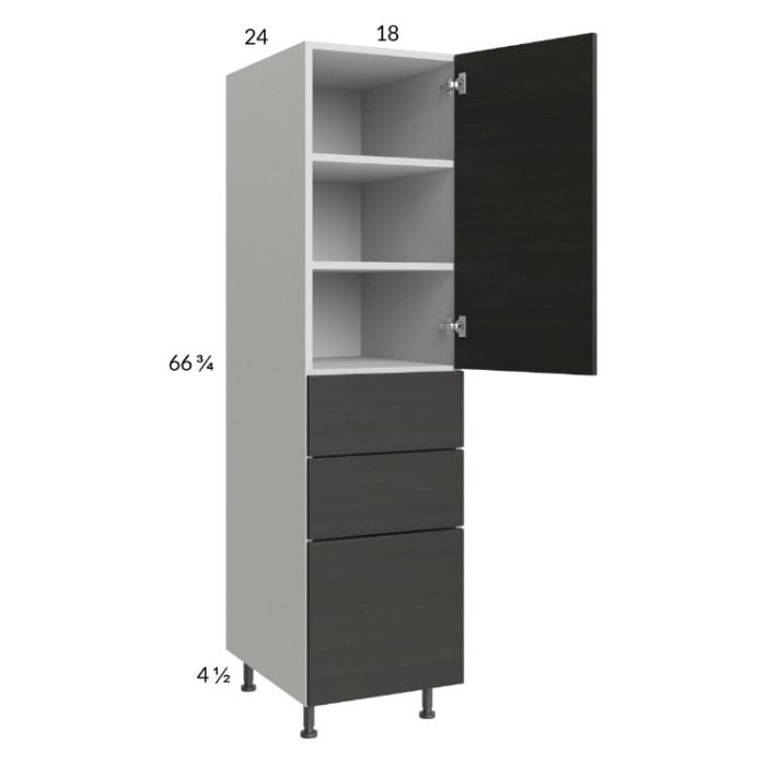 RTA Euro Cafe 18" x 71-1/4" Utility Cabinet with 1 Door and 3 Drawers