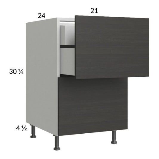 RTA Euro Cafe 21" 2-Drawer Base Cabinet with 1 Inner Drawer and 1 Finished End Panel