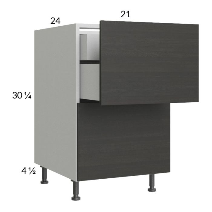 RTA Euro Cafe 21" 2-Drawer Base Cabinet with 1 Inner Drawer and 2 Finished End Panels