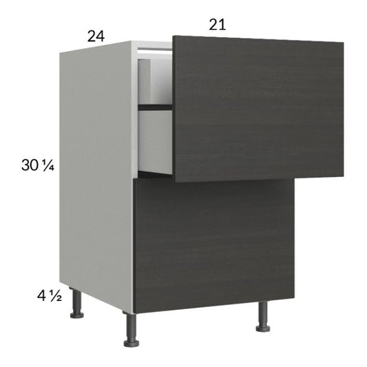 RTA Euro Cafe 21" 2-Drawer Base Cabinet with 1 Inner Drawer