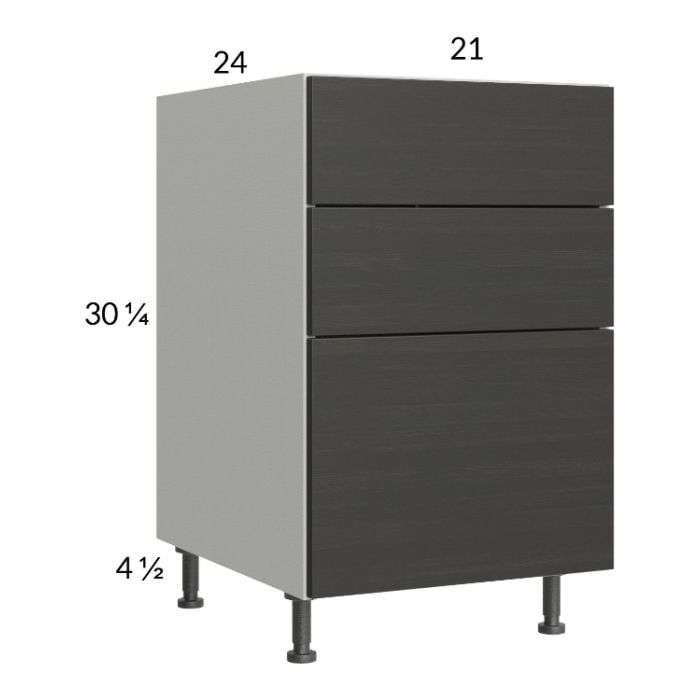 RTA Euro Cafe 21" 3-Drawer Base Cabinet with 1 Finished End Panel