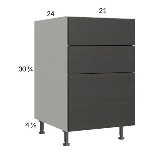 RTA Euro Cafe 21" 3-Drawer Base Cabinet with 1 Finished End Panel