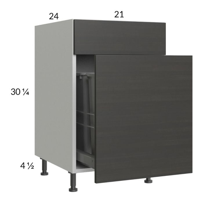 RTA Euro Cafe 21" Base Cabinet with Double Trashcan Pullout