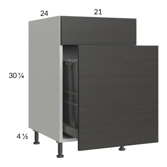 RTA Euro Cafe 21" Base Cabinet with Double Trashcan Pullout