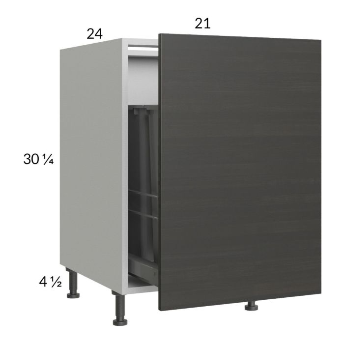 RTA Euro Cafe 21" Full Height Door Base Cabinet with Double Trashcan Pullout