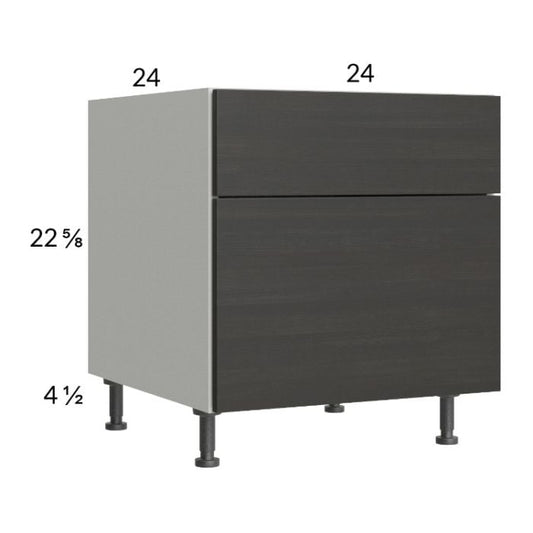 RTA Euro Cafe 24" 2-Drawer Desk Base Cabinet with 1 Finished End Panel