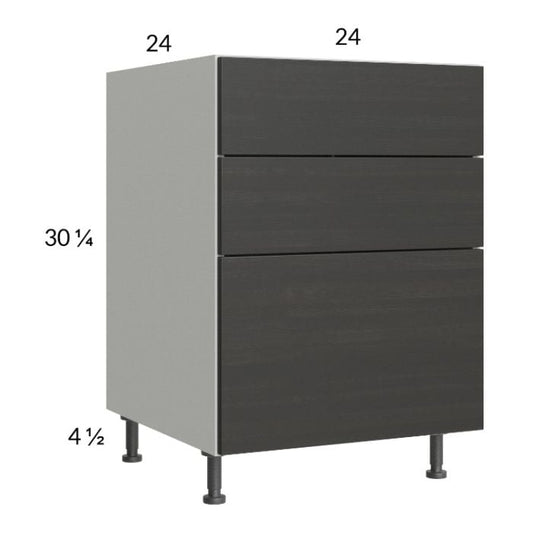 RTA Euro Cafe 24" 3-Drawer Base Cabinet with 1 Finished End Panel