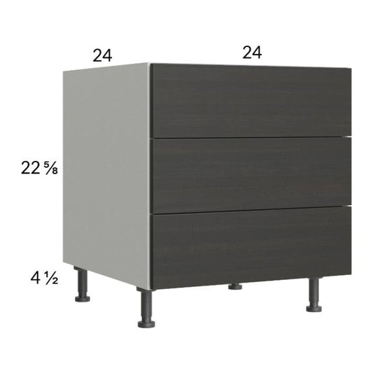 RTA Euro Cafe 24" 3-Drawer Desk Base Cabinet with 2 Finished End Panels