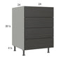 RTA Euro Cafe 24" 3-Drawer Range Base Cabinet with 1 False Drawer Front and 2 Finished End Panels