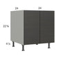 RTA Euro Cafe 24" Full Height Door Desk Base Cabinet with 1 Finished End Panel