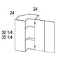 RTA Euro Cafe 24" x 30-1/4" Wall Easy Reach Cabinet