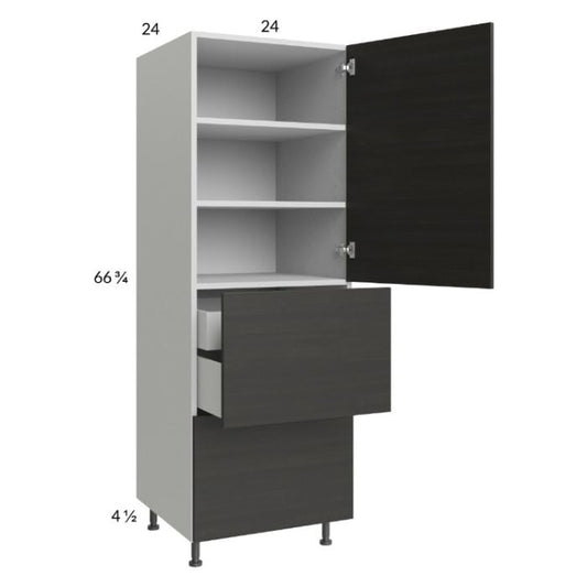 RTA Euro Cafe 24" x 71-1/4" Utility Cabinet with 1 Door, 2 Drawers 1 Inner Drawer, and 2 Finished End Panels