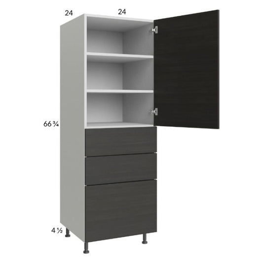 RTA Euro Cafe 24" x 71-1/4" Utility Cabinet with 1 Door, 3 Drawers, and 1 Finished End Panel