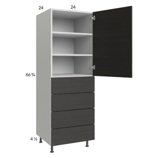 RTA Euro Cafe 24" x 71-1/4" Utility Cabinet with 1 Door, 4 Drawers, and 2 Finished End Panels