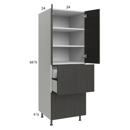 RTA Euro Cafe 24" x 71-1/4" Utility Cabinet with 2 Doors, 2 Drawers, 1 Inner Drawer, and 2 Finished End Panels