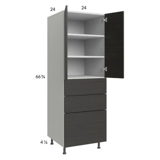 RTA Euro Cafe 24" x 71-1/4" Utility Cabinet with 2 Doors, 3 Drawers, and 1 Finished End Panel
