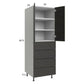 RTA Euro Cafe 24" x 71-1/4" Utility Cabinet with 2 Doors, 4 Drawers, and 1 Finished End Panel