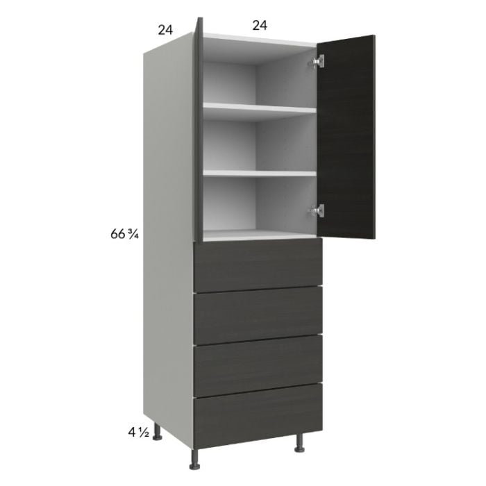 RTA Euro Cafe 24" x 71-1/4" Utility Cabinet with 2 Doors, 4 Drawers, and 1 Finished End Panel
