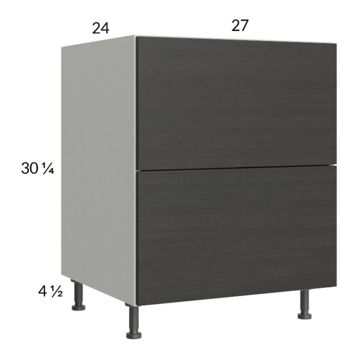 RTA Euro Cafe 27" 2-Drawer Base Cabinet with 1 Inner Drawer and 1 Finished End Panel