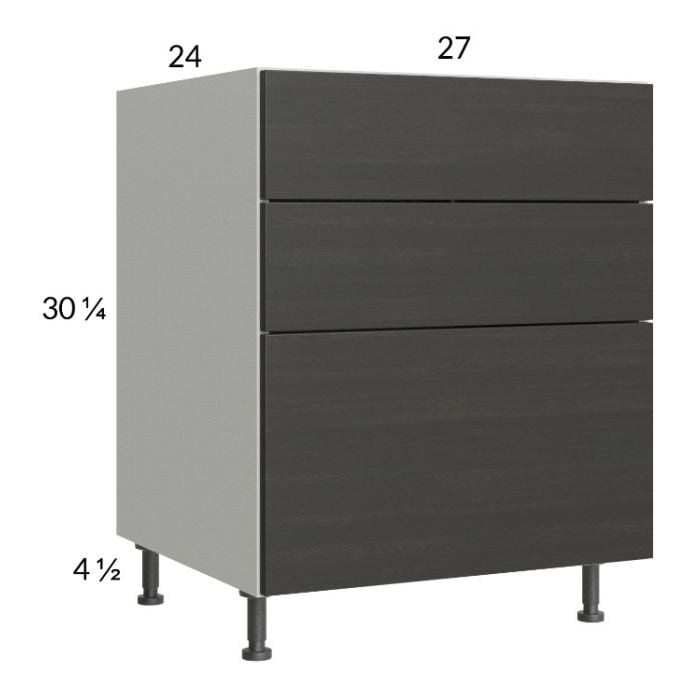 RTA Euro Cafe 27" 3-Drawer Base Cabinet with 2 Finished End Panels