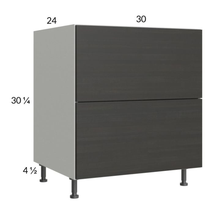 RTA Euro Cafe 30" 2-Drawer Base Cabinet with 1 Inner Drawer and 2 Finished End Panels