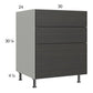 RTA Euro Cafe 30" 2-Drawer Range Base Cabinet with 1 False Drawer Front and 1 Finished End Panel