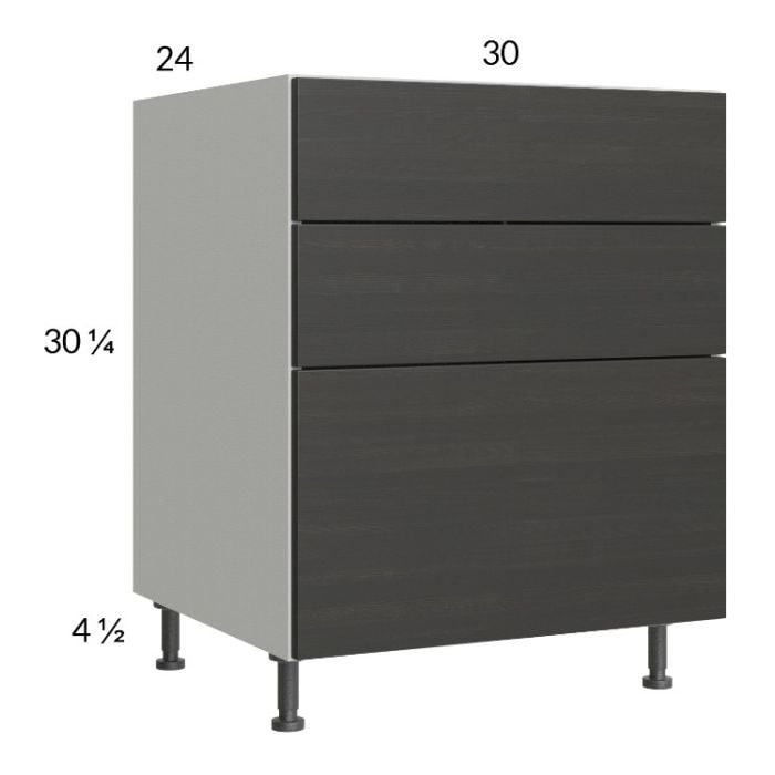RTA Euro Cafe 30" 2-Drawer Range Base Cabinet with 1 False Drawer Front