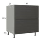 RTA Euro Cafe 30" 2-Drawer Range Base Cabinet with 1 Finished End Panel