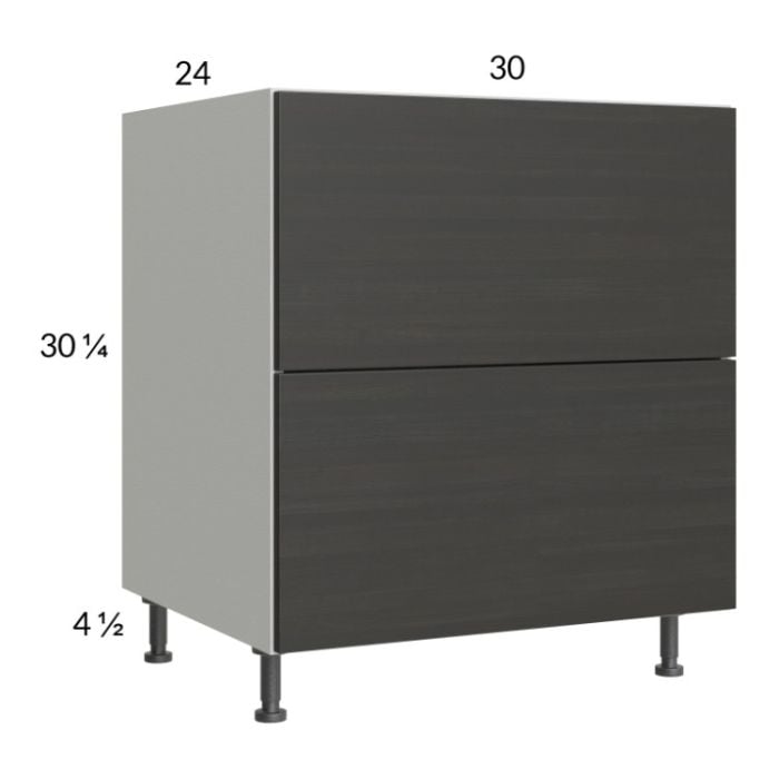 RTA Euro Cafe 30" 2-Drawer Range Base Cabinet with 2 Finished End Panels