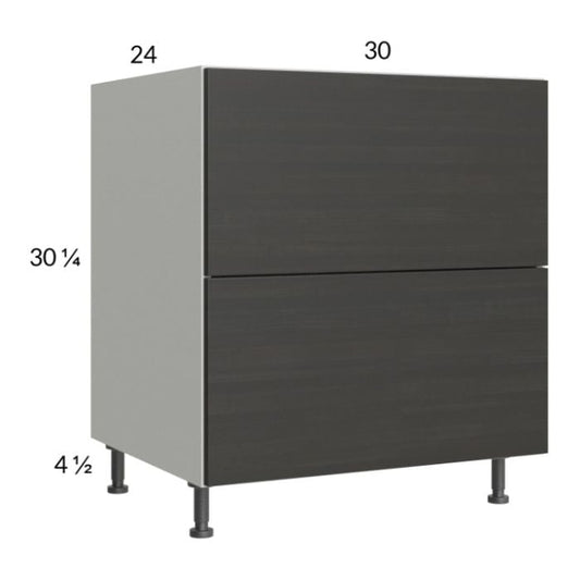 RTA Euro Cafe 30" 2-Drawer Range Base Cabinet with 2 Finished End Panels