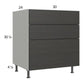 RTA Euro Cafe 30" 3-Drawer Base Cabinet