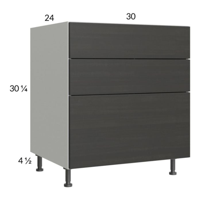 RTA Euro Cafe 30" 3-Drawer Base Cabinet
