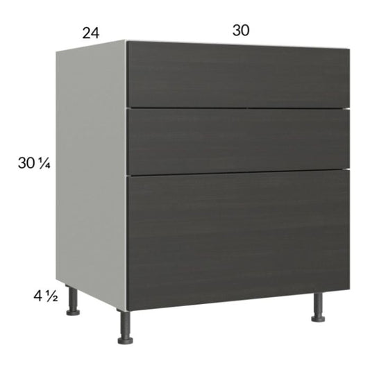 RTA Euro Cafe 30" 3-Drawer Base Cabinet