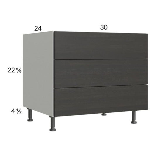 RTA Euro Cafe 30" 3-Drawer Desk Base Cabinet with 1 Finished End Panel