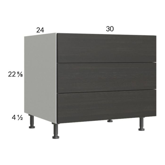 RTA Euro Cafe 30" 3-Drawer Desk Base Cabinet