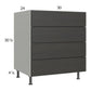 RTA Euro Cafe 30" 3-Drawer Range Base Cabinet with 1 False Drawer Front and 2 Finished End Panels