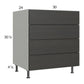 RTA Euro Cafe 30" 3-Drawer Range Base Cabinet with 1 False Drawer Front