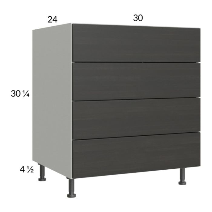 RTA Euro Cafe 30" 3-Drawer Range Base Cabinet with 1 False Drawer Front