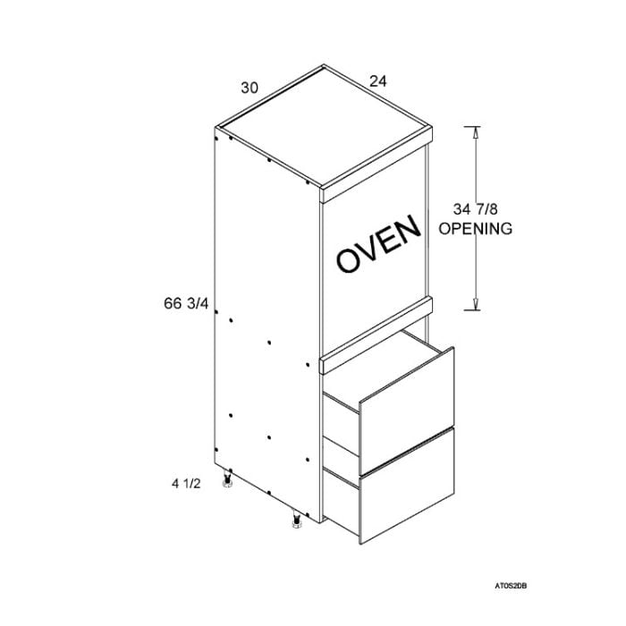 RTA Euro Cafe 30" x 71-1/4" Single Oven Cabinet with 2 Drawers and 2 Finished End Panels