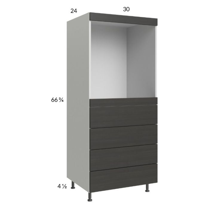 RTA Euro Cafe 30" x 71-1/4" Single Oven Cabinet with 4 Drawers and 2 Finished End Panels