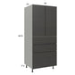 RTA Euro Cafe 30" x 71-1/4" Utility Cabinet with 2 Doors, 3 Drawers and 1 Finished End Panel