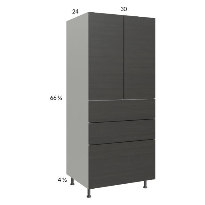 RTA Euro Cafe 30" x 71-1/4" Utility Cabinet with 2 Doors, 3 Drawers and 1 Finished End Panel