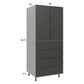 RTA Euro Cafe 30" x 71-1/4" Utility Cabinet with 2 Doors, 4 Drawers, and 1 Finished End Panel